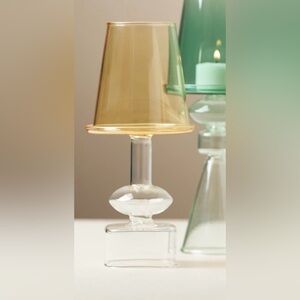 NEW Anthropologie Beatrix Glass Lamp Candle Holder, Yellow